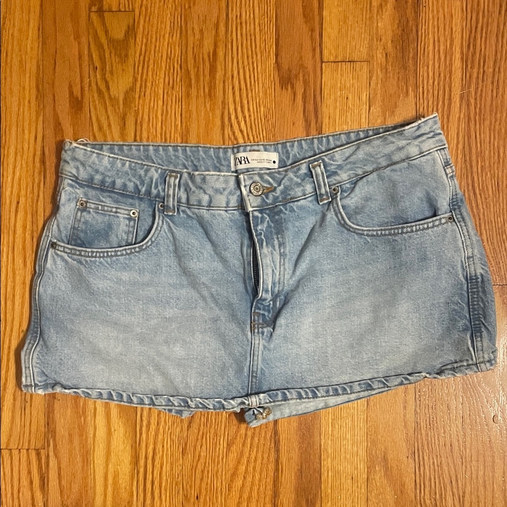 Zara Washed Light Blue Denim Shorts